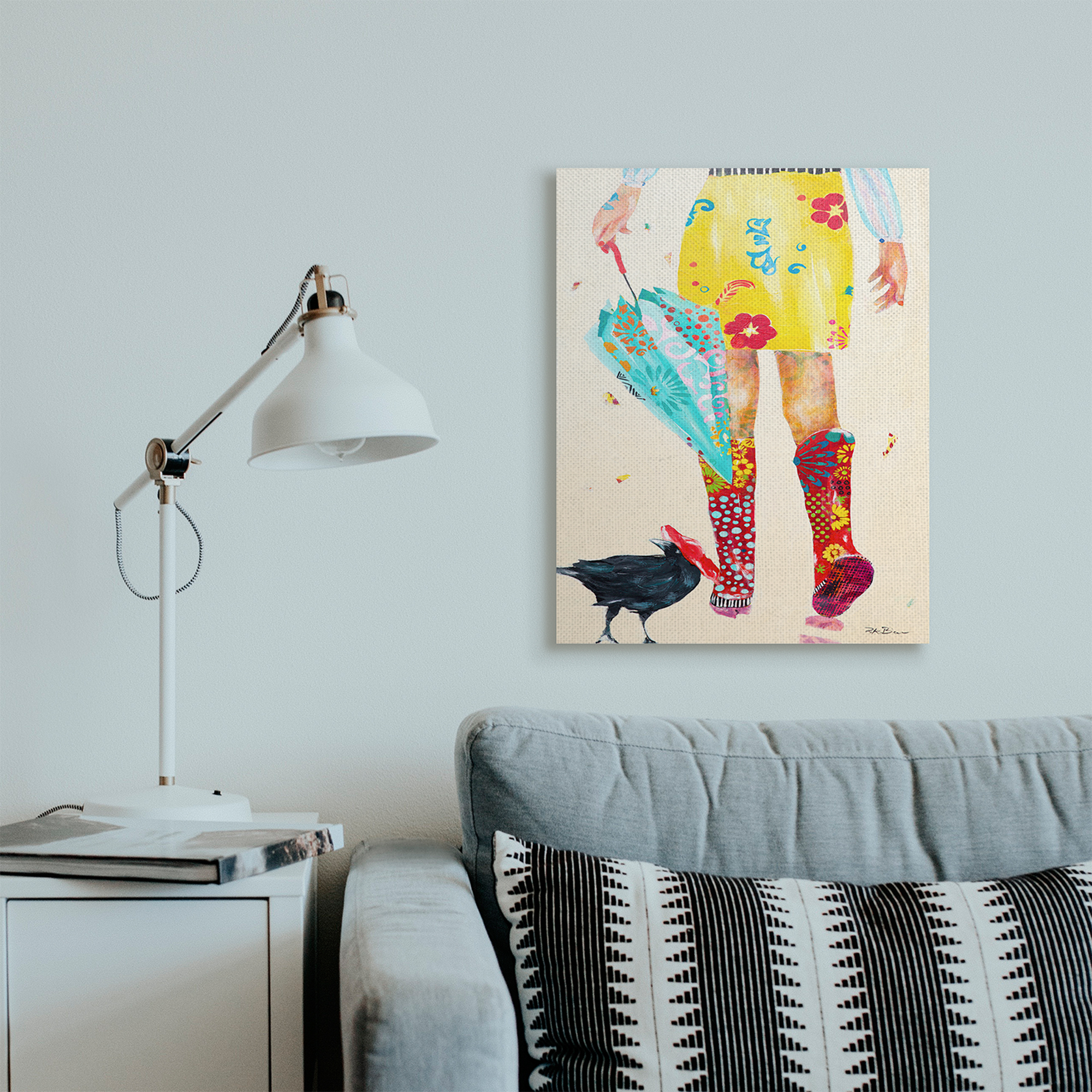 Stupell Industries Walking In Rainboots Cheerful Vibrant Pattern Canvas Wall Art, 24 x 30, Design by Pamela K. Beer