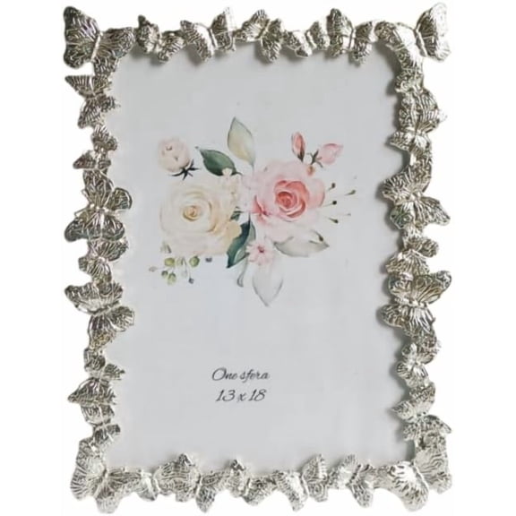 5x7 inch Modern Simple Butterfly Metal Photo Frame,for Vertical and Horizontal Display on Tabletops,Home Decor,Perfect Gift Choice (silvery)