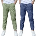 thumbnail image 2 of ATOGUTA Boys Lightweight Athletic Pants 2 Pack Youth Kids Hiking Active Athletic Pants with Pockets Size 3T-13, Dark Gray, 2 of 6