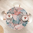 thumbnail image 4 of Ambesonne Tropical Fitted Round Tablecloth, Syngonium Dracaena Leaves, 56"- 60" Diameter, Coral Dark Cadet Blue, 4 of 5