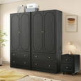 thumbnail image 5 of Wirrytor 2 Door Armoire for Bedroom with 2 Drawers and Hanging Rod, Fluted Tall Wardrobe Closet Storage Organizer, Large Capacity Freestanding Wardrobe for Living Room Or Office, 5 of 9