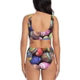 thumbnail image 3 of Wukai Easter Eggs1 Women's Bikini Set Two Piece,wimsuit High Waisted V Neck Twist Front Adjustable Spaghetti Straps Bathing Suit-Large, 3 of 7