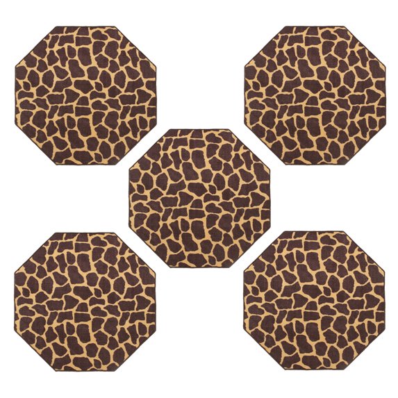 Furnish My Place Giraffe Tall Order Area Rug, Animal Print Area Rug, Pet-Friendly Rug, Baby Nursery Mat, Indoor Area Rug, Perfect for Living Room, Playroom, 3' Octagon - Set of 5