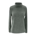 thumbnail image 5 of Womens Tunic Tops Turtleneck Long Sleeve Side Split High Low Lightweight Sweaters, 5 of 5