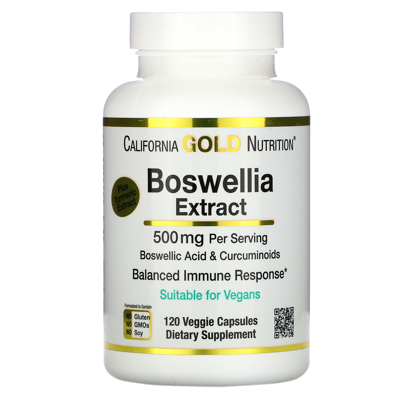 Boswellia Extract, Plus Turmeric Extract, 250 mg, 120 Veggie Capsules