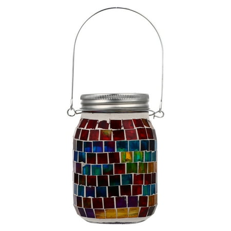 

1pc Solar Power Yard Mason Jar Light Outdoor Colorful Mason Jar Lantern