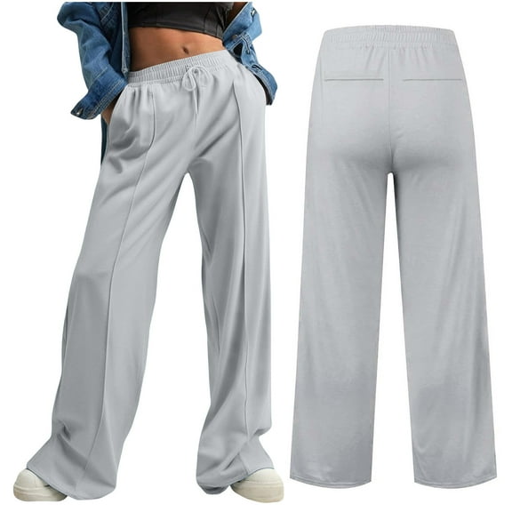 Oversized Wide Leg Sweatpants Women High Waisted Yoga Joggers with Pockets Joggers Sport Workout Active Baggy Trousers 03-Gray XXL