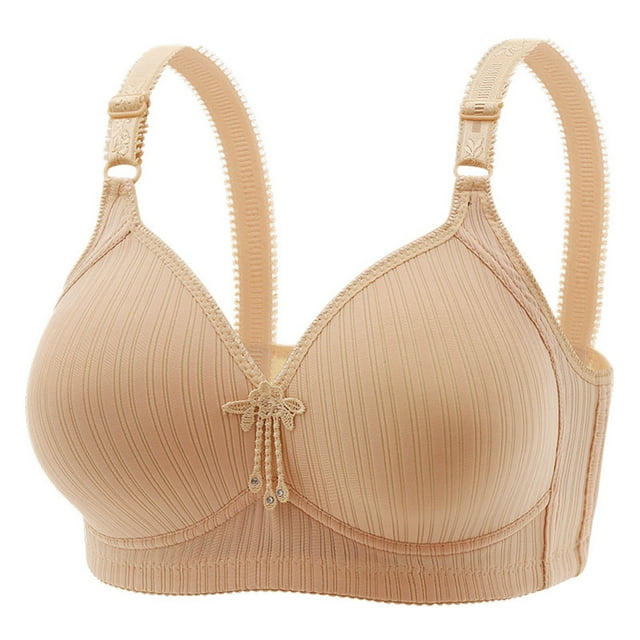 Cathalem 2024 Plus Size Comfortable Underwear Bra Plunge Unlined Underwire Full Coverage Seamless Bra,Beige 52