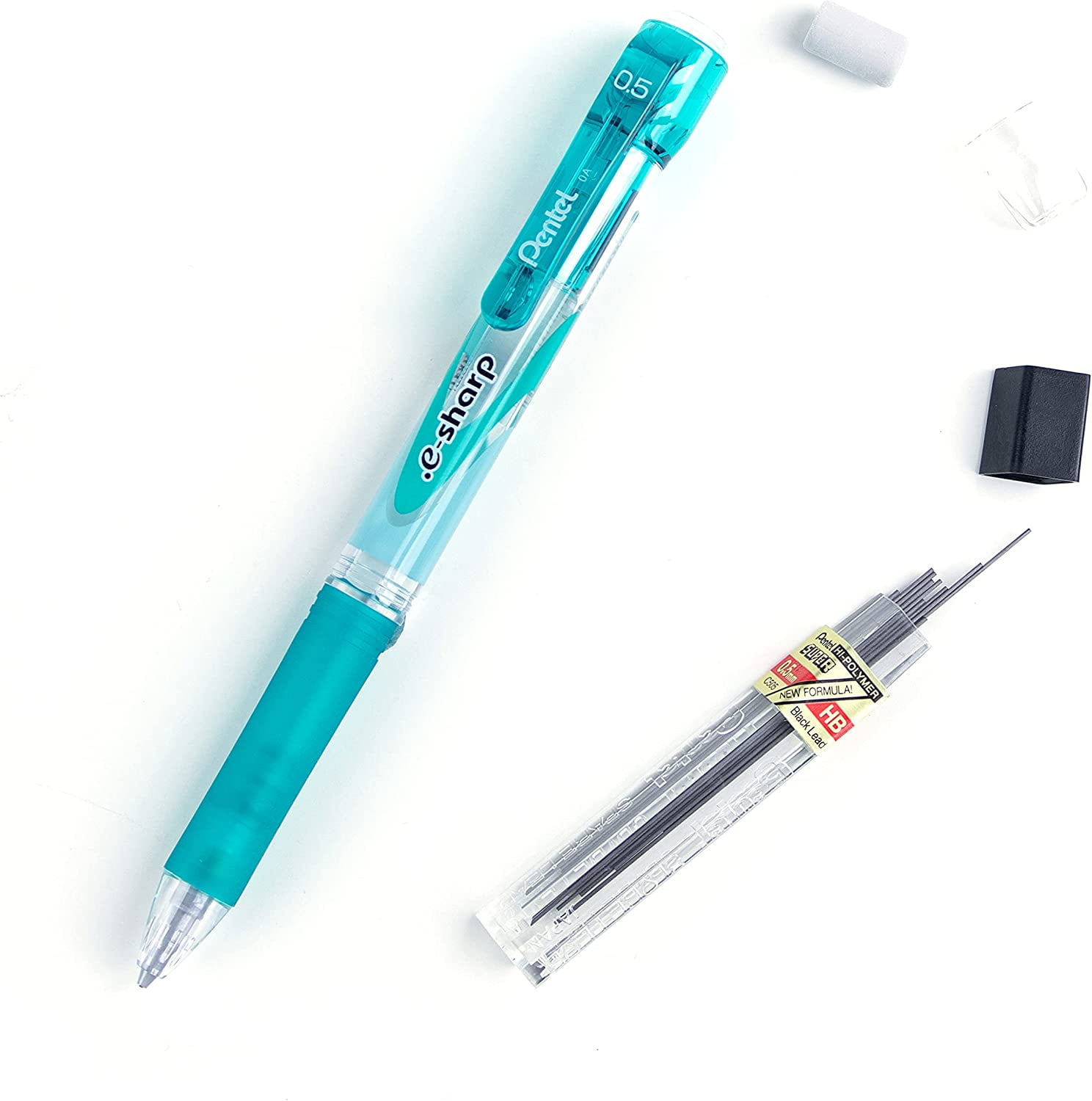 Pentel E-Sharp Automatic Pencil, 0.5mm, Green Accents, Box of 12 (AZ125D)