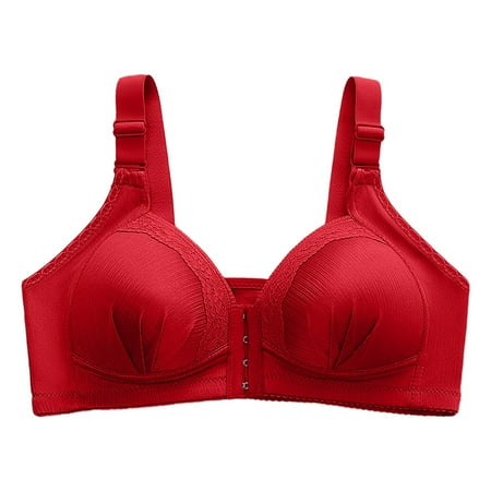 

njshnmn Low Back Bra for Women Wireless Wire-Free Bras Push Up Bralette Brassiere Red 38