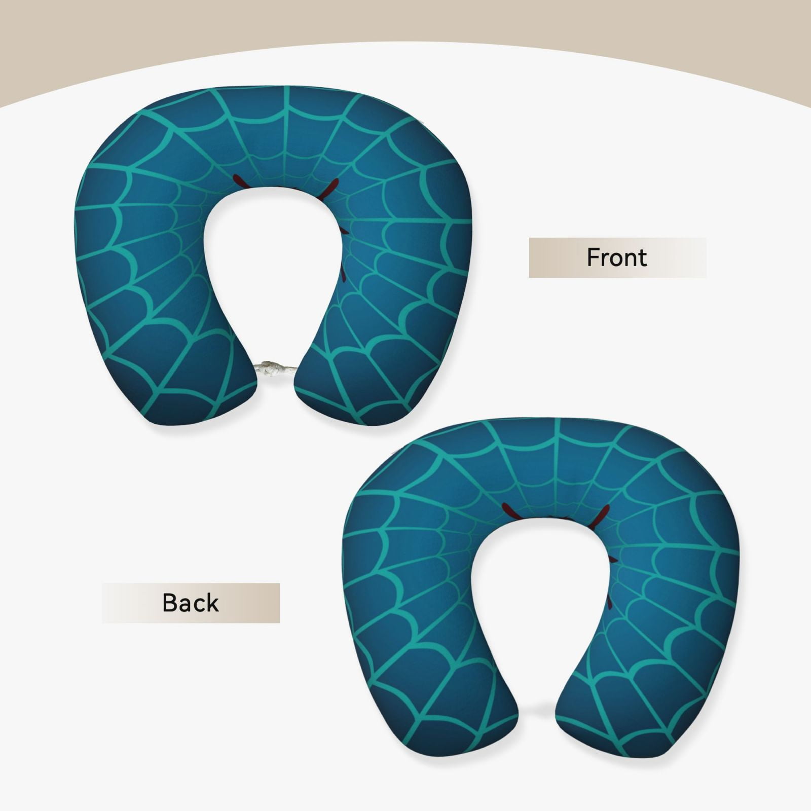 Xecao Spider And Cobweb Print Memory Foam Cervical Neck Pillow Versatile U-Shaped Pillows for Home,Office,Camping,Travelling,Soft Washable Cover