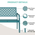 thumbnail image 3 of Grand Patio Teal Outdoor Bench, Decorative Metal Garden Patio Seat, Turquoise, 3 of 9