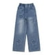 thumbnail image 4 of Odeerbi 5-15 Años Niñas Jeans de Pierna Ancha Pantalones de Vaquero Rasgados En Forma de Estrella Pantalones de Vaquero Ropa Exterior Pantalones de Pierna Recta, 4 of 9