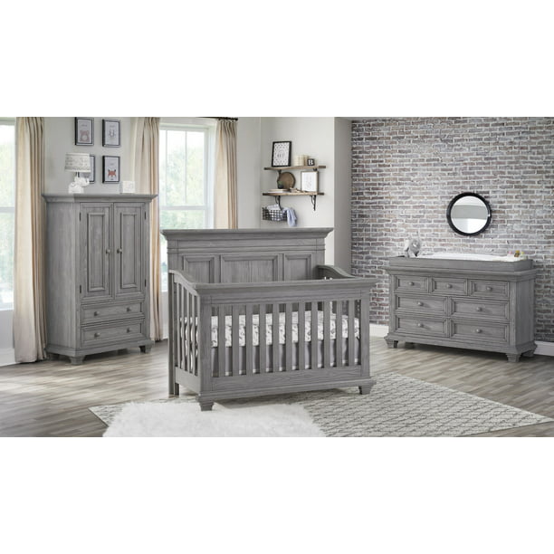 Oxford Baby Westport 4 In 1 Convertible, Oxford Richmond 7 Drawer Dresser In Brushed Grey