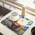 thumbnail image 6 of Ryvnso Highland Cattle Oil Pattern Dish Drying Mat for Kitchen Countertop 16x18 Small Dish Pad Drainer Rack Dish Sink Mats, 6 of 7