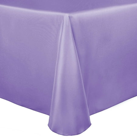 

Ultimate Textile (2 Pack) Satin 60 x 144-Inch Oval Tablecloth - for Home Dining Tables Violet Purple