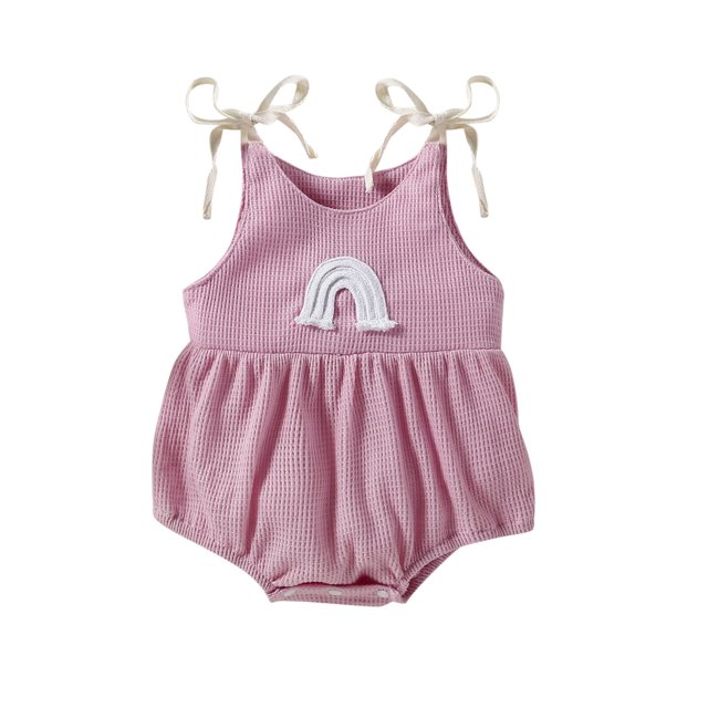 Gibobby Pañalero de algodón Ropa de mono sin mangas con tirantes para niñas pequeñas y niños pequeños(Rosa, 6-12 Meses)
