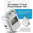 thumbnail image 3 of Ceptics European Plug Travel Adapter Set, 20W PD & QC, Safe Dual USB & USB-C - 2 USA Socket - Compact - Use in Germany, France, Italy, UK - Includes Type E/F, Type C, Type G SWadAPt Attachments, 3 of 7