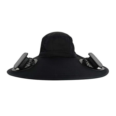 LMEEOR Fan Solar Fan Wide Solar Fan Outdoor Fishing Hat Men Sun Hat with 2 Solar Fan Fishing Hats 3 Speed Fan Hat Mini Fan for Home