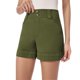 thumbnail image 2 of Pantalones cortos elásticos de sarga de cintura alta para mujer - Pantalones cortos vaqueros chinos informales con cintura elástica - Poliéster, deportes de verano y actividades al aire libre, 2 of 8