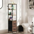 thumbnail image 2 of Bathroom Floor Cabinet Tall Slim Bathroom Storage Cabinet with 2 Fabric Drawers, Narrow Freestanding Bathroom Towel Organizer Stand for Living Room Kitchen, 11.8" D x 11.8" W x 55.8" H, Brown, 2 of 7