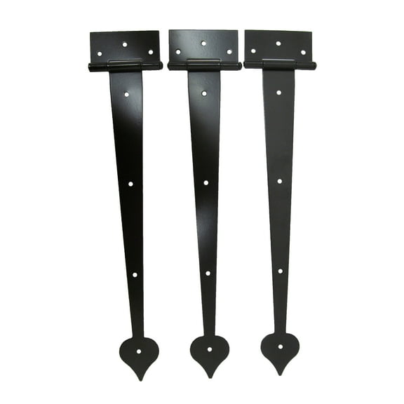 Shed Windows and More 3-Piece 13" Smooth Finish Strap Hinge Set, Black