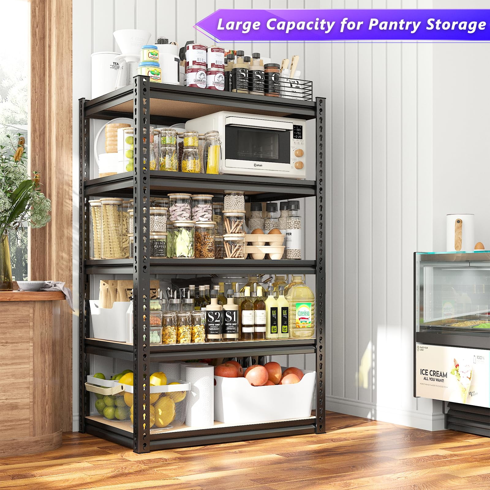 REIBII Storage Shelves Unit 5 Tier Adjustable Metal Shelving for Garage,12"D x 28"W x 60"H