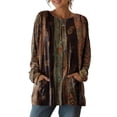 thumbnail image 4 of Long Sleeve Shirts for Women Pocketed Long Sleeve Casual Legging Match Work Blouse Womens Shirts Dressy Casual Brown L, 4 of 5
