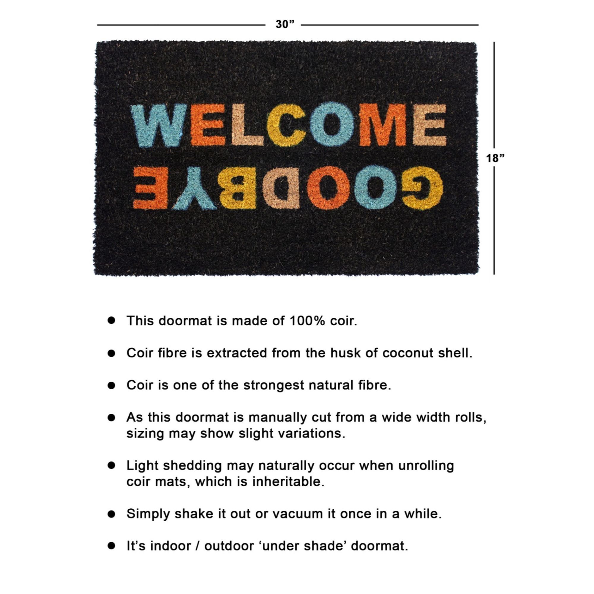 Rugsmith Multi Machine Tufted Welcome, Good bye Stacked Doormat, 18" x 30"
