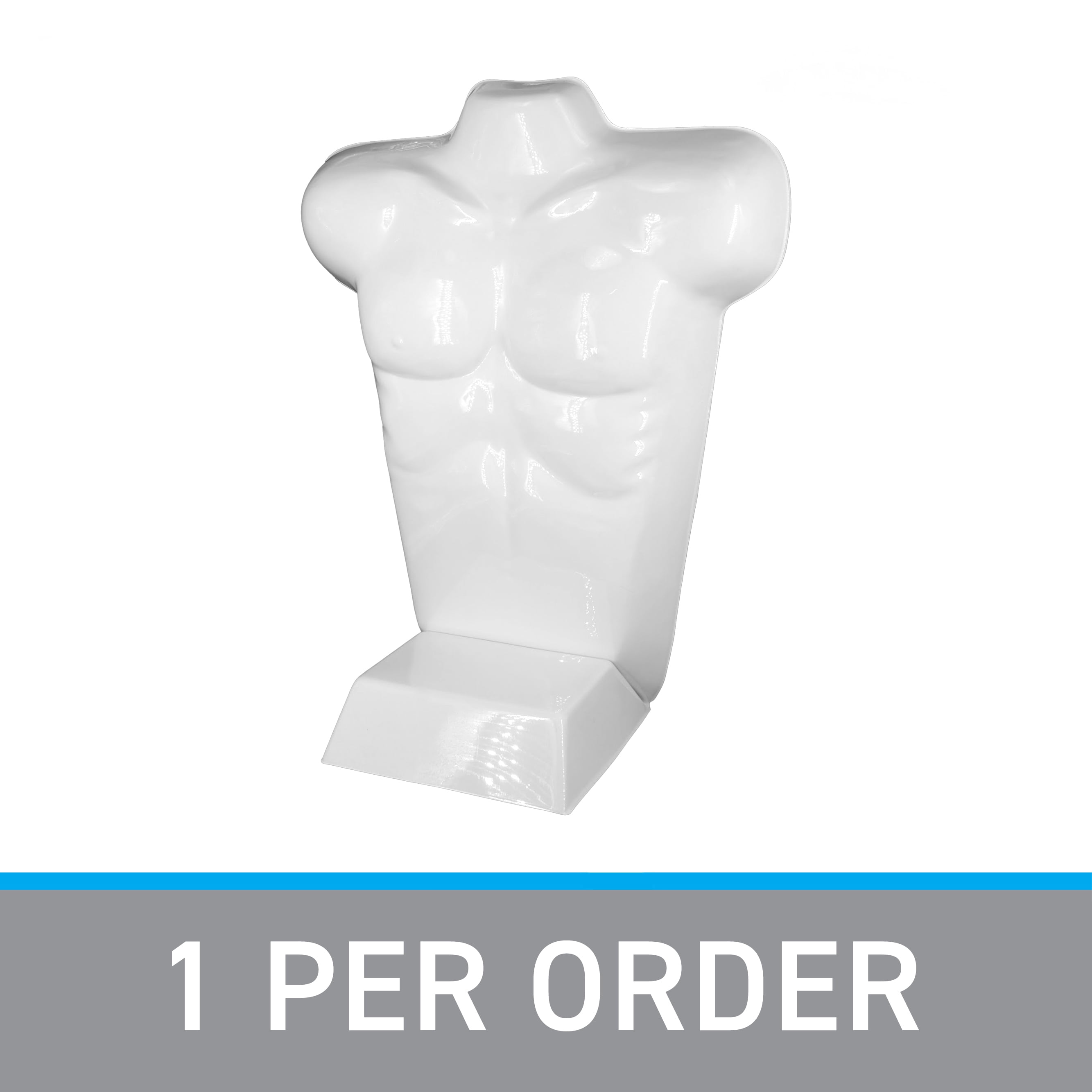 SSWBasics Economy Male White Plastic Countertop Mannequin - Fits Men's Sizes S-L