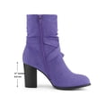 thumbnail image 5 of BLISSFUL STEP Women's Slouch Boots Ankle-High Block Heel Bow Decor Boots Dark Purple 8.5, 5 of 7