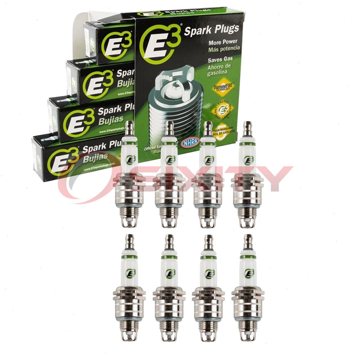 8 pc E3 Spark Plugs compatible with Buick LeSabre 4.9L 5.0L 5.6L 5.7L 6.0L 6.6L 7.0L V8 1959-1984
