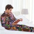 thumbnail image 6 of Sikiie Vintage Floral Mens Pajama Set, Soft Warm Long Sleeve Sleepwear, Cozy Button-Down Pjs for Men-Large, 6 of 7