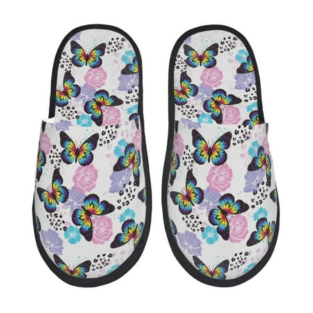 

Pofeuu Bright Butterflies1 Print EVA Fuzzy House super light Slippers Slippers Scuff Outdoor Indoor Warm Cozy Plush Bedroom Shoes Soft Flat Comfy Anti-Slip-Medium