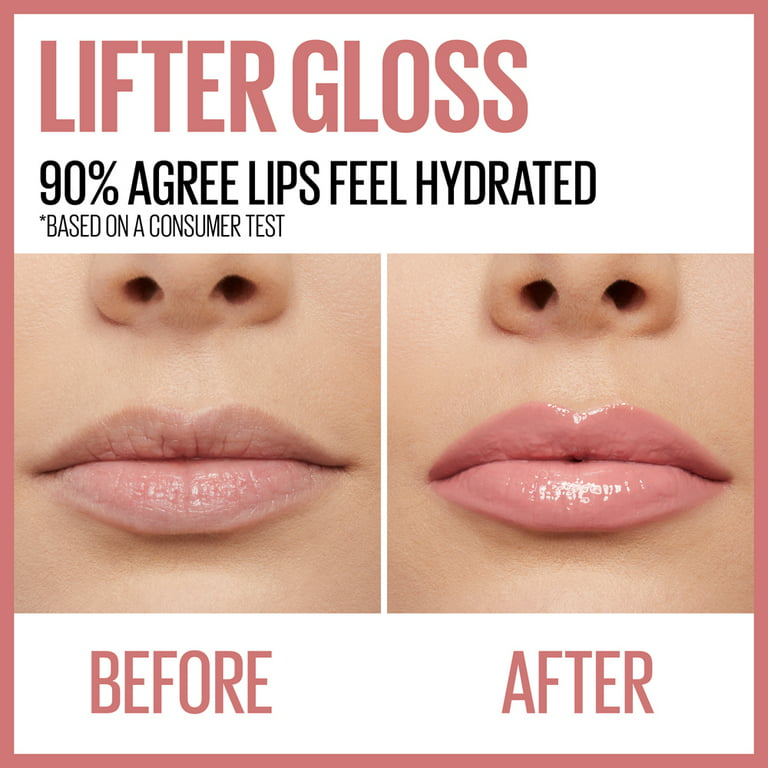 Maybelline Lifter Gloss Lip Gloss Hyaluronic Makeup with Acid, Reef