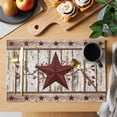 thumbnail image 2 of Placemats Set of 8, Red Texas Star Vintage Woven Placemat, Linen Place Mats for Kitchen/Dining Tables, Farmhouse Berry Grey Wooden Washable Table Mats for Party, 2 of 8