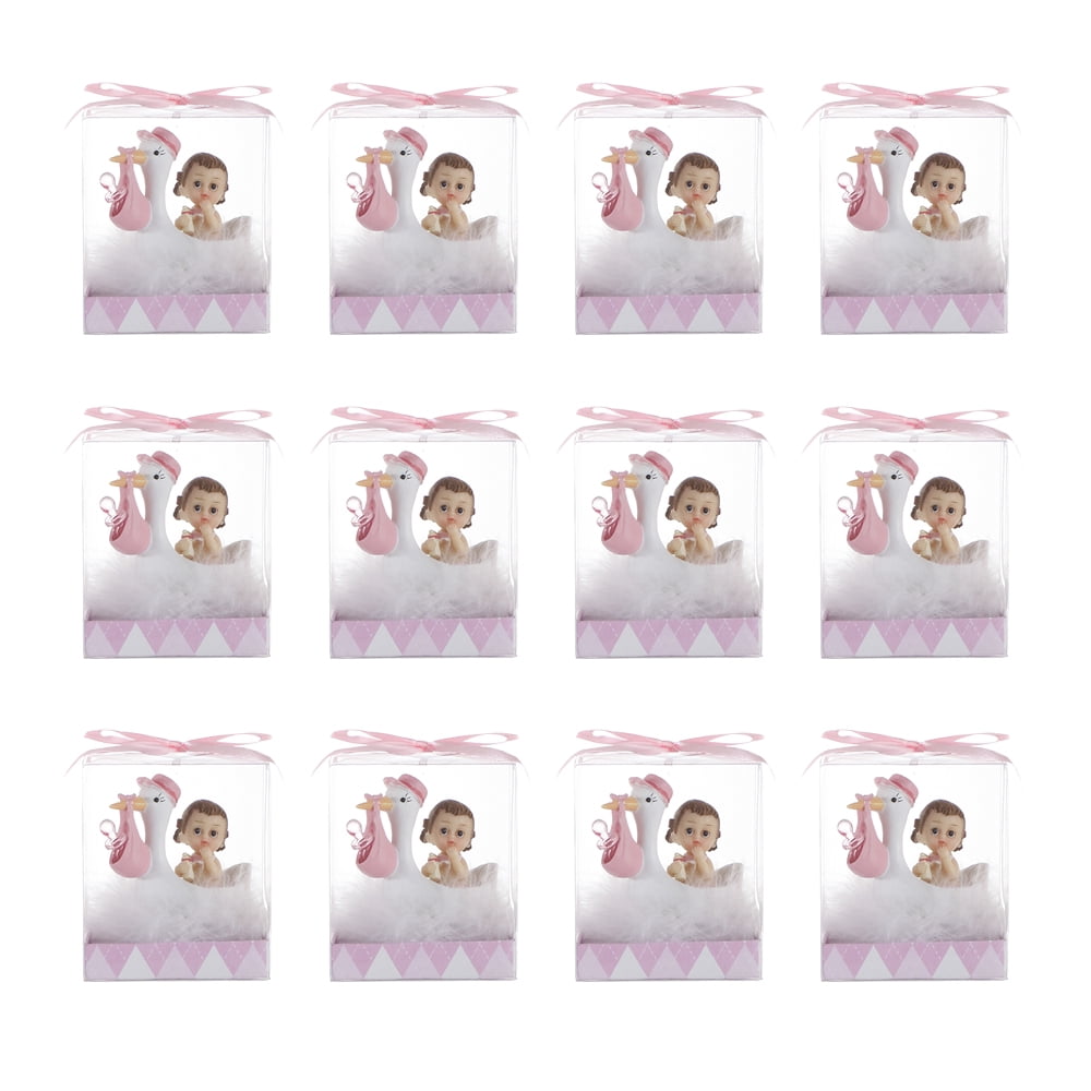 Mega Favors Keepsake Figurine 12 pcs Stock Carrying Pacifier with Baby Girl | Awesome Decorations or Party Favors | for Pregnancy Announcements, Gender Reveals, Birthday and Special Celebrations