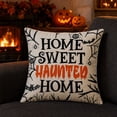 thumbnail image 3 of Vintage Halloween Throw Pillow Covers 18x18,Pumpkins Ghost Bat Pattern Seasonal Decorative Horror Cushion Case Decoration for Home Sofa Couch Bed, 3 of 5