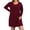 013 Wine, variant on Womens Plus Size Long Sleeve Crew Neck T-Shirt Dress Casual Loose Fit Solid Color Dress Simple Comfy Dress