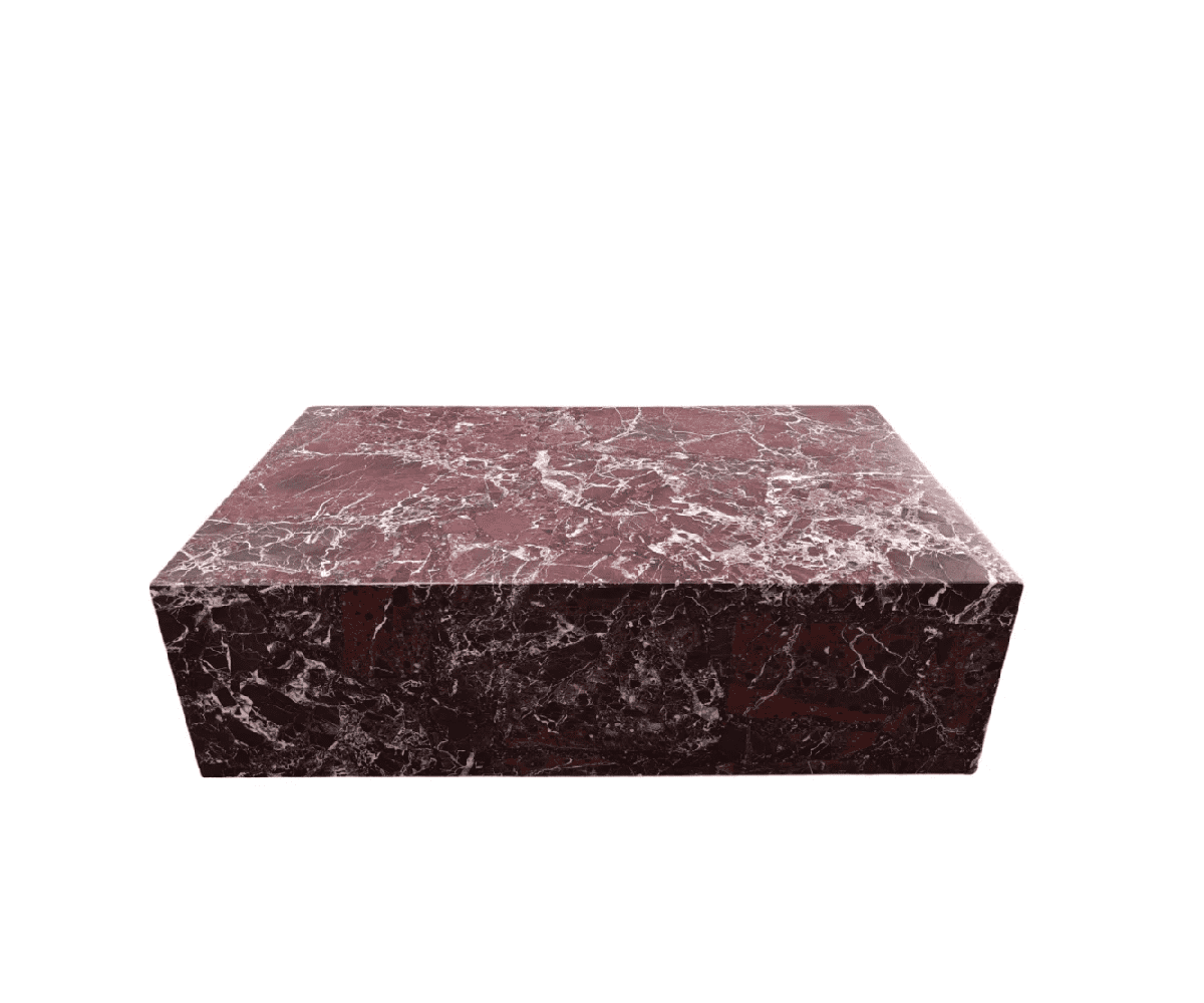Genuine Marble Block Coffee Table - Rosso Levanto Marble