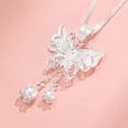thumbnail image 7 of SmartBy Birth Flower Tassel Butterfly Necklace for Women Silver Butterfly with Floral Pendant Jewelry Gift for Mother Wife Girlfriend, 7 of 7