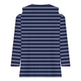 thumbnail image 5 of New Summer Plus Size Tops for Womens 2024 Fashion 3/4 Sleeve Casual Striped Shirt Gifts for Womens, 5 of 5