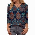 thumbnail image 4 of Towmus Blouses for Women Henley 3/4 Sleeve Shirts Dressy Casual Fall Tops Work Blouses, 4 of 5