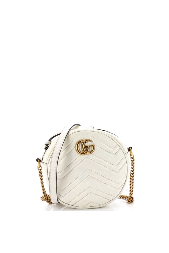 Pre-Owned GG Marmont Round Shoulder Bag Matelasse Leather Mini By Rebag