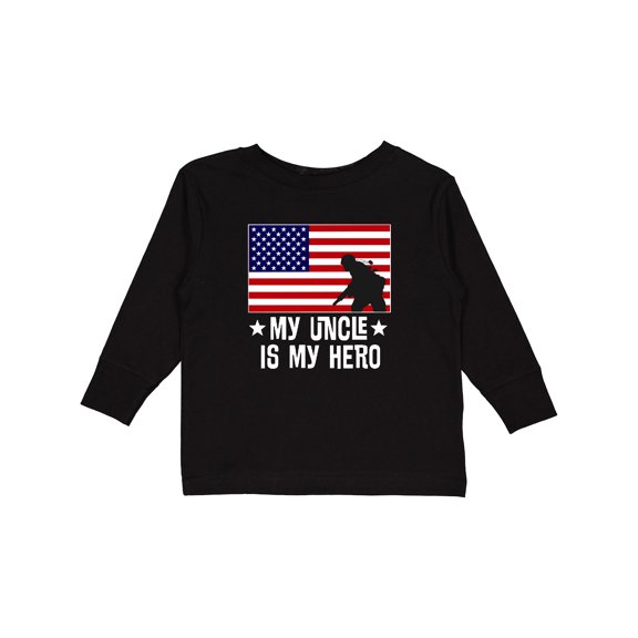 Inktastic Military Uncle is my Hero US Flag Boys or Girls Long Sleeve Toddler T-Shirt