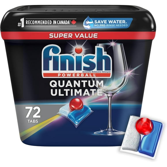 Finish Power Ball Quantum Ultimate Dishwasher Detergent Tabs, Scrubs, Degreases, Shines, Ultimate Clean & Shine 1st time everytime, 72 Tabs