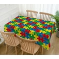 thumbnail image 2 of Autism Awareness Tablecloth April Puzzle Piece Decoration Rustic Kitchen Dining Room Home Decor-60×84inch, 2 of 5