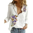 thumbnail image 2 of Purple Women Shirts, Womens V Neck Roll Up Sleeve Down Blouses Tops,Women Shirts XL, 2 of 4