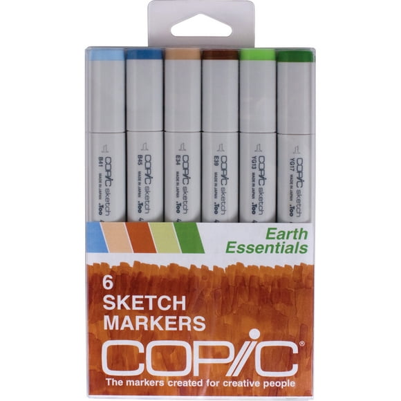 Copic Marker Sketch Markers, Earth Essentials, 6-Pack