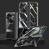 ELEHOLD for OnePlus Open Rugged Hinge Protective Case,with Built-in HD Screen Protector Invisible Kickstand All-Inclusive Lens Protection Shockproof Case for OnePlus Open,Black